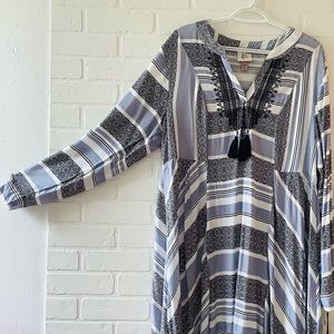 Knox Rose Blue, Black and White Asymmetrical Dress